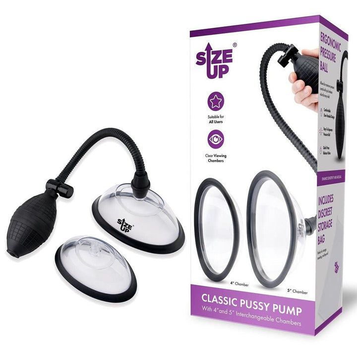 Size Up Classic Pussy Pump with 2 Chambers - Vagina Pump with 2 Interchangeable Chambers – Sex toys NZ by Naughtyhut. Discreet delivery nationwide.