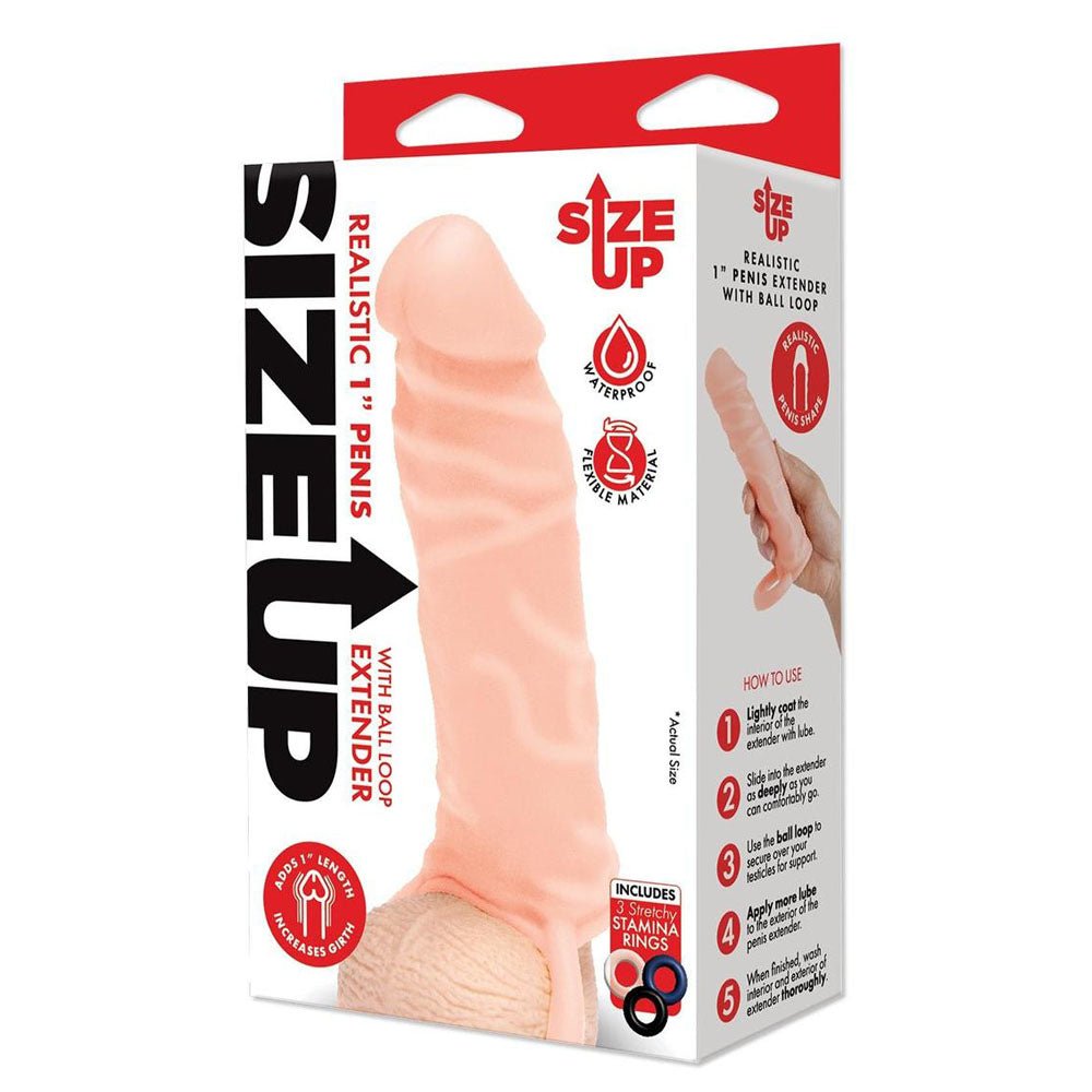 Size Up Realistic 1 Inch Penis Extender - Flesh - Flesh 2.5 cm (1'') Penis Extension Sleeve – Sex toys NZ by Naughtyhut. Discreet delivery nationwide.