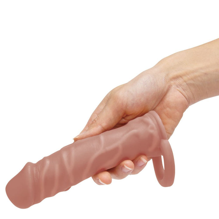 Size Up Realistic 1 Inch Penis Extender - Tan - Tan 2.5 cm (1'') Penis Extension Sleeve – Sex toys NZ by Naughtyhut. Discreet delivery nationwide.