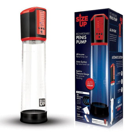 Buy Size Up Rechargeable Penis Pump - Clear USB Rechargeable Penis Pump – Naughtyhut NZ sex toys online. Discreet delivery & top brands.