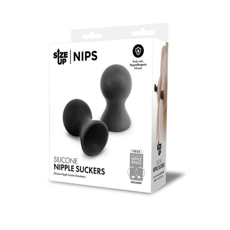 Buy Size Up Silicone Nipple Suckers - Black - Set of 2 – Naughtyhut NZ sex toys online. Discreet delivery & top brands.