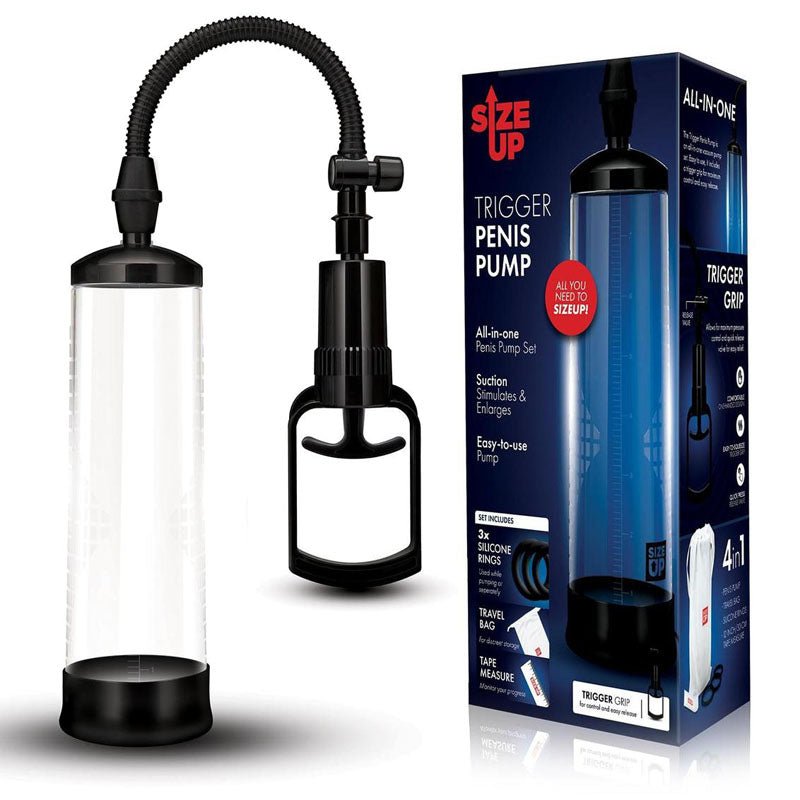 Buy Size Up Trigger Penis Pump - Clear Penis Pump – Naughtyhut NZ sex toys online. Discreet delivery & top brands.