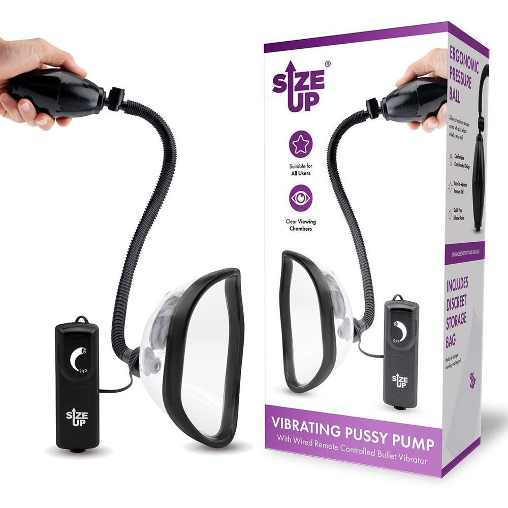 Size Up Vibrating Pussy Pump - Clear Vibrating Vagina Pump – Sex toys NZ by Naughtyhut. Discreet delivery nationwide.
