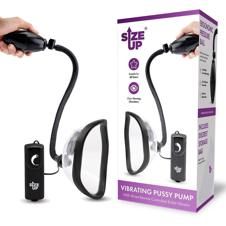 Size Up Vibrating Pussy Pump - Clear Vibrating Vagina Pump – Sex toys NZ by Naughtyhut. Discreet delivery nationwide.