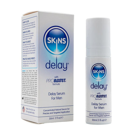 Buy Skins Natural Delay Serum - Delay Gel for Men - 30 ml Bottle – Naughtyhut NZ sex toys online. Discreet delivery & top brands.