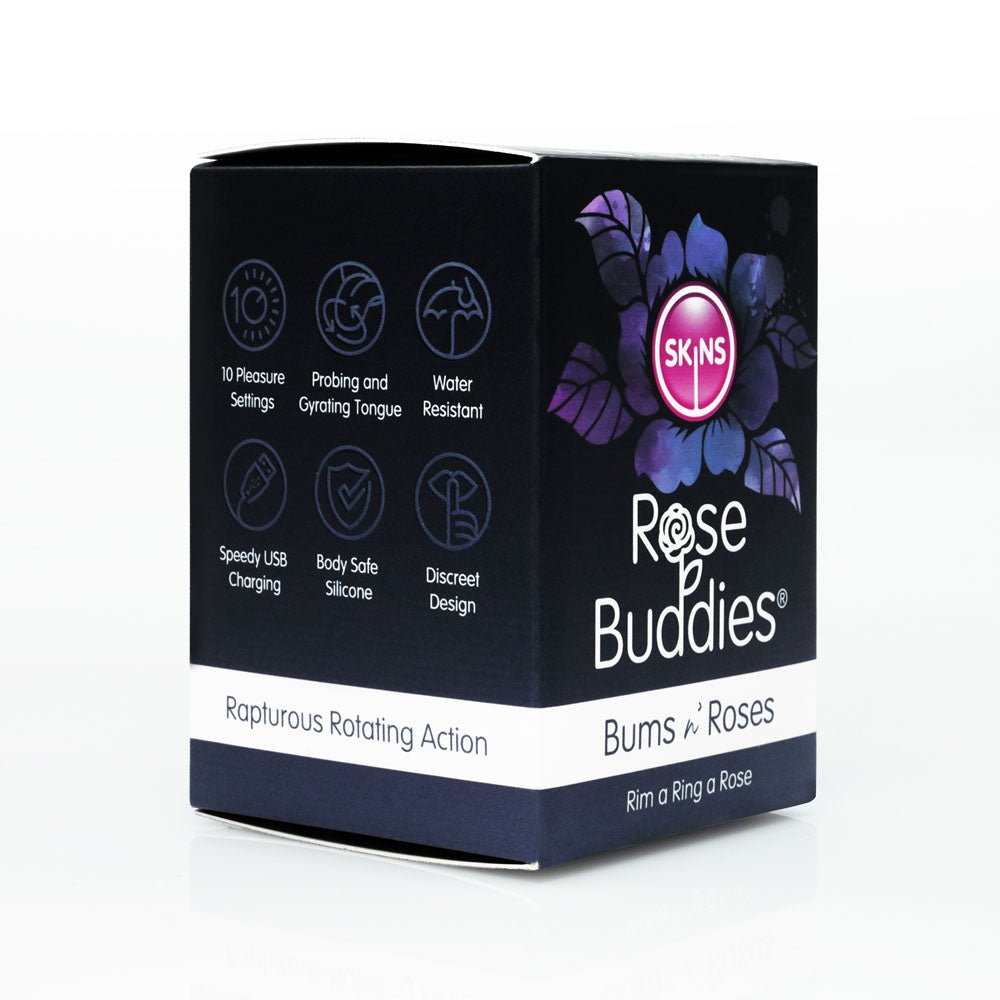 Buy Skins Rose Buddies - The Bums N Roses - Black USB Rechargeable Anal Rimming Stimulator – Naughtyhut NZ sex toys online. Discreet delivery & top brands.