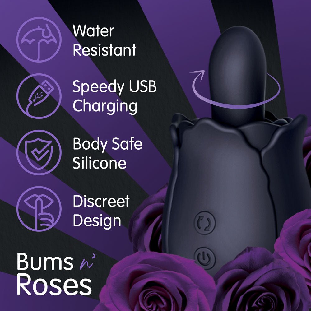 Buy Skins Rose Buddies - The Bums N Roses - Black USB Rechargeable Anal Rimming Stimulator – Naughtyhut NZ sex toys online. Discreet delivery & top brands.
