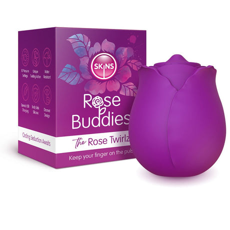 Buy Skins Rose Buddies - The Rose Twirlz - Purple USB Rechargeable Twirling Rose Stimulator – Naughtyhut NZ sex toys online. Discreet delivery & top brands.