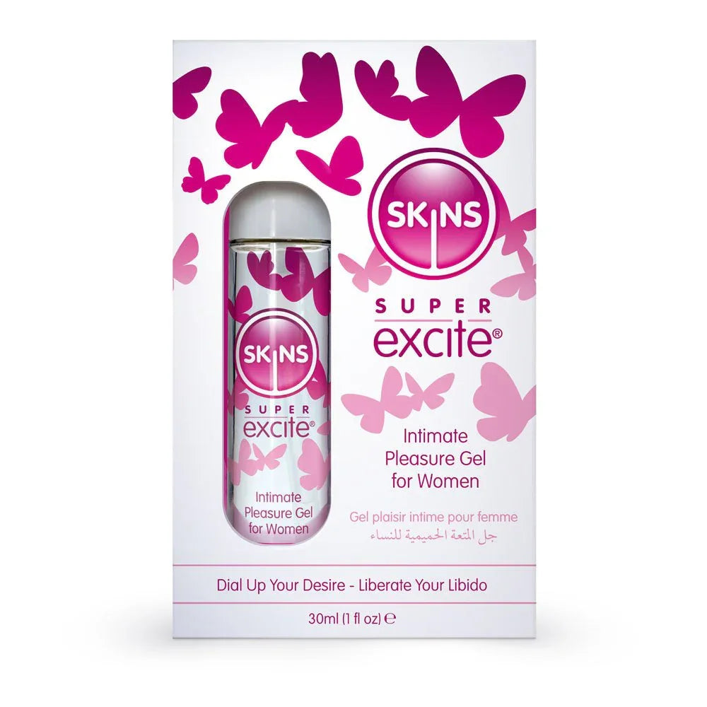 Skins Super Excite pleasure gel for women, 30 ml bottle in its box