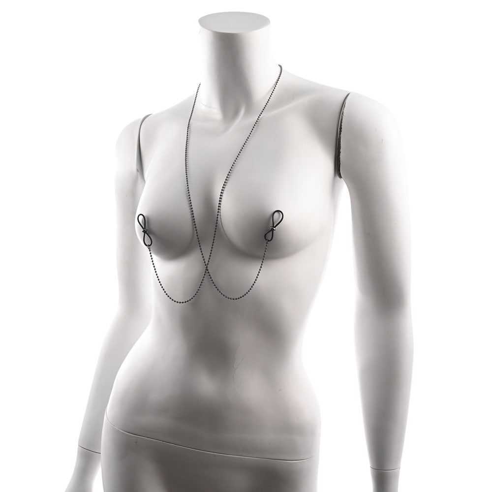 S&M Exs & Ohs Body Jewelry with Nipple Ties - Metal Chain with Nipple Ties – Sex toys NZ by Naughtyhut. Discreet delivery nationwide.