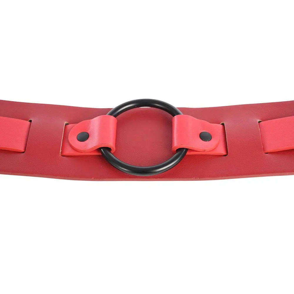 Close-up of the black O-ring and its snap tabs on the red belt
