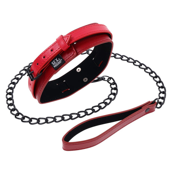 S&M Exs & Ohs Collar and Leash - Red Neck Restraint – Sex toys NZ by Naughtyhut. Discreet delivery nationwide.