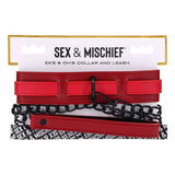 Buy S&M Exs & Ohs Collar and Leash - Red Neck Restraint – Naughtyhut NZ sex toys online. Discreet delivery & top brands.