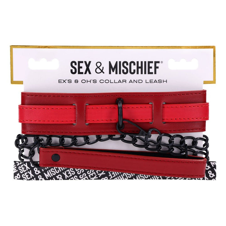 S&M Exs & Ohs Collar and Leash - Red Neck Restraint – Sex toys NZ by Naughtyhut. Discreet delivery nationwide.