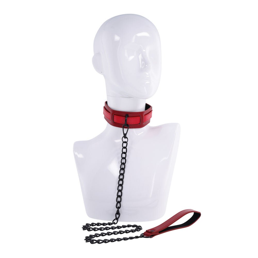 S&M Exs & Ohs Collar and Leash - Red Neck Restraint – Sex toys NZ by Naughtyhut. Discreet delivery nationwide.