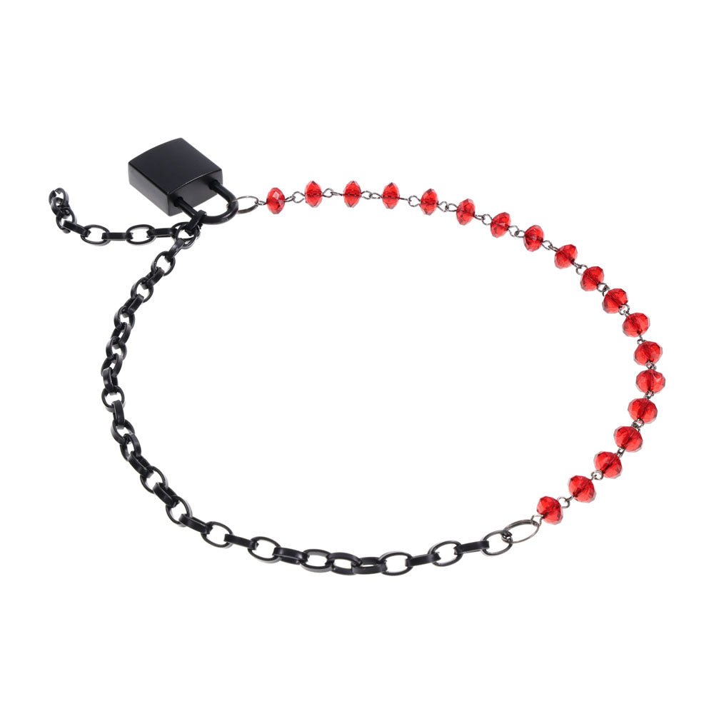 S&M Exs & Ohs Crystal Day Collar - Red/Black Collar Jewellery – Sex toys NZ by Naughtyhut. Discreet delivery nationwide.