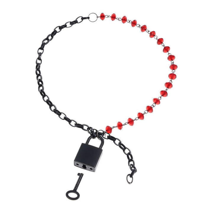 S&M Exs & Ohs Crystal Day Collar - Red/Black Collar Jewellery – Sex toys NZ by Naughtyhut. Discreet delivery nationwide.