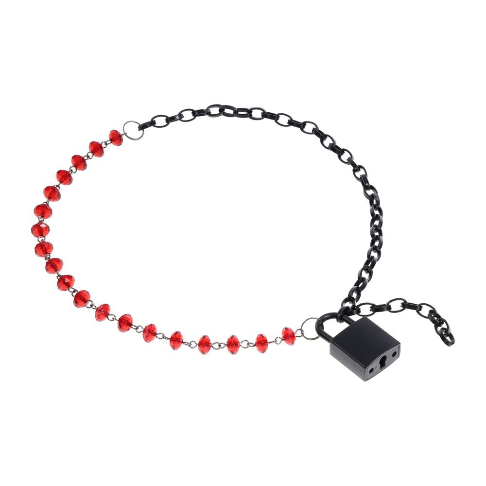 Buy S&M Exs & Ohs Crystal Day Collar - Red/Black Collar Jewellery – Naughtyhut NZ sex toys online. Discreet delivery & top brands.