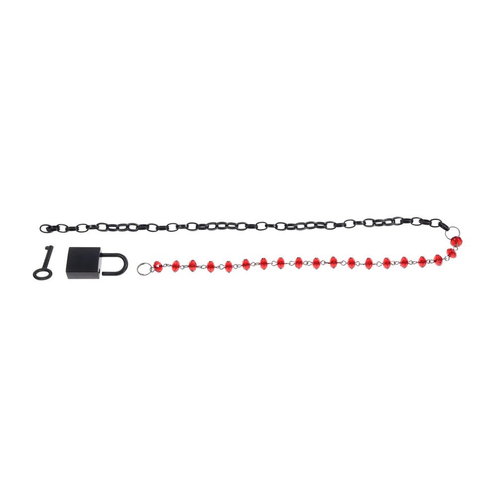 Buy S&M Exs & Ohs Crystal Day Collar - Red/Black Collar Jewellery – Naughtyhut NZ sex toys online. Discreet delivery & top brands.