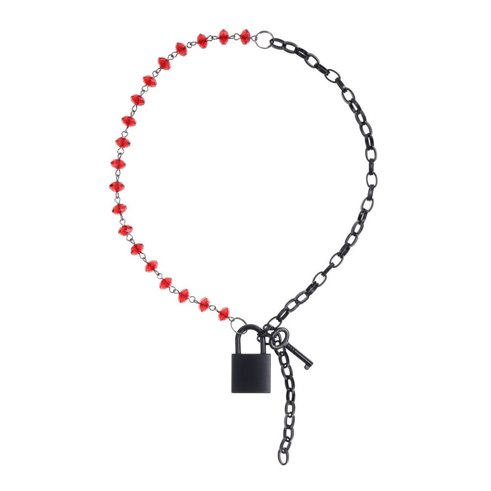 Buy S&M Exs & Ohs Crystal Day Collar - Red/Black Collar Jewellery – Naughtyhut NZ sex toys online. Discreet delivery & top brands.