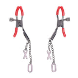 Buy S&M Exs & Ohs Nipple Clamps - Red Tipped Metal Nipple Clamps - Set of 2 – Naughtyhut NZ sex toys online. Discreet delivery & top brands.