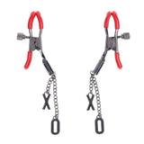 Buy S&M Exs & Ohs Nipple Clamps - Red Tipped Metal Nipple Clamps - Set of 2 – Naughtyhut NZ sex toys online. Discreet delivery & top brands.