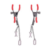 Buy S&M Exs & Ohs Nipple Clamps - Red Tipped Metal Nipple Clamps - Set of 2 – Naughtyhut NZ sex toys online. Discreet delivery & top brands.