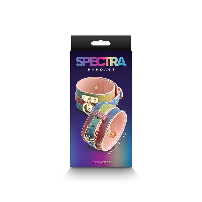 Buy Spectra Bondage Ankle Cuffs - Rainbow - Rainbow Restraints – Naughtyhut NZ sex toys online. Discreet delivery & top brands.