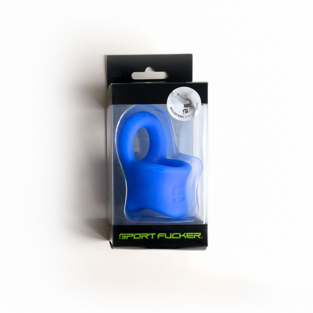 Sport Fucker Baller Ring - Blue Liquid Silicone Cock Ring with Ball Stretcher – Sex toys NZ by Naughtyhut. Discreet delivery nationwide.