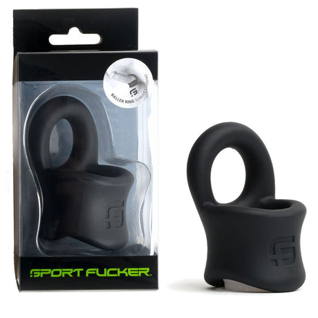 Buy Sport Fucker Baller Ring - Black Liquid Silicone Cock Ring with Ball Stretcher – Naughtyhut NZ sex toys online. Discreet delivery & top brands.