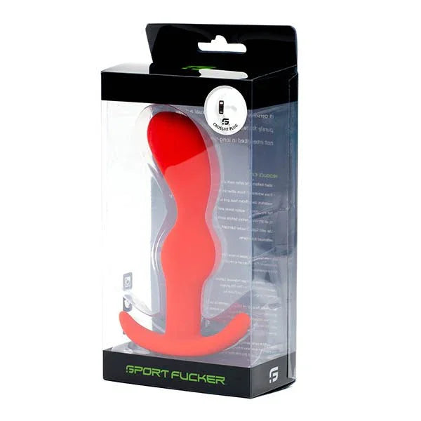 Sport Fucker CrossFit Plug in Red, beaded anchor-base plug in its box