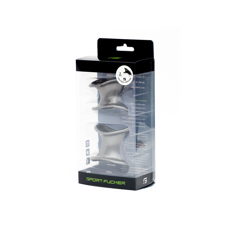 Buy Sport Fucker Ergonomic Ball Stretcher Kit - Grey Ball Stretchers - Set of 2 Sizes – Naughtyhut NZ sex toys online. Discreet delivery & top brands.