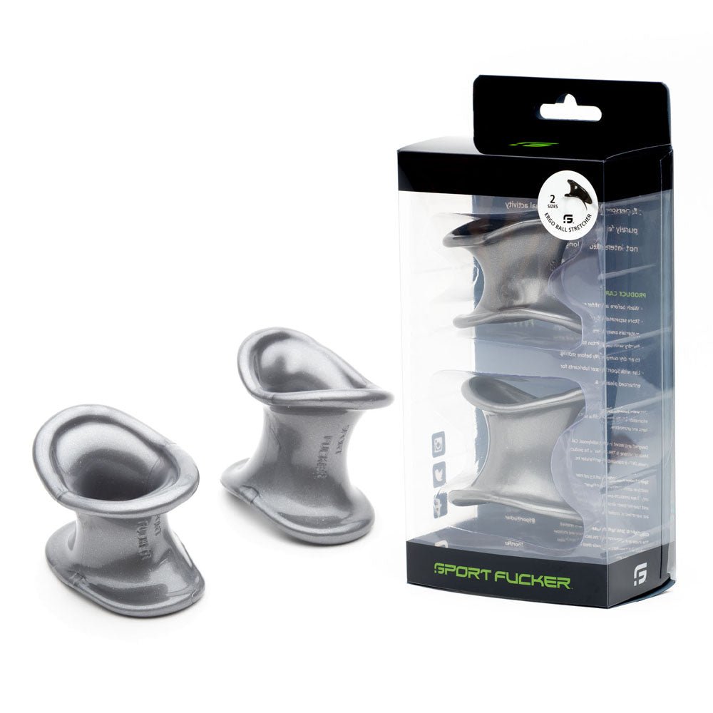 Buy Sport Fucker Ergonomic Ball Stretcher Kit - Grey Ball Stretchers - Set of 2 Sizes – Naughtyhut NZ sex toys online. Discreet delivery & top brands.