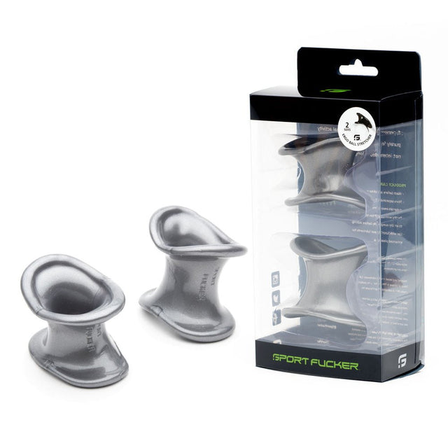 Buy Sport Fucker Ergonomic Ball Stretcher Kit - Grey Ball Stretchers - Set of 2 Sizes – Naughtyhut NZ sex toys online. Discreet delivery & top brands.