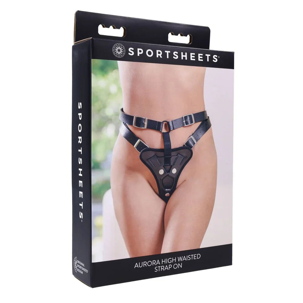 Sportsheets Aurora High Waisted Strap On retail box, front of pack