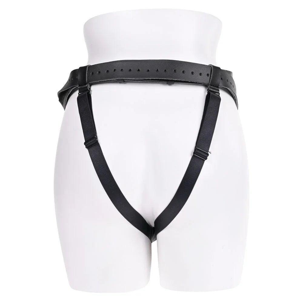 Aurora high waisted harness on a mannequin form, waist belt and leg straps