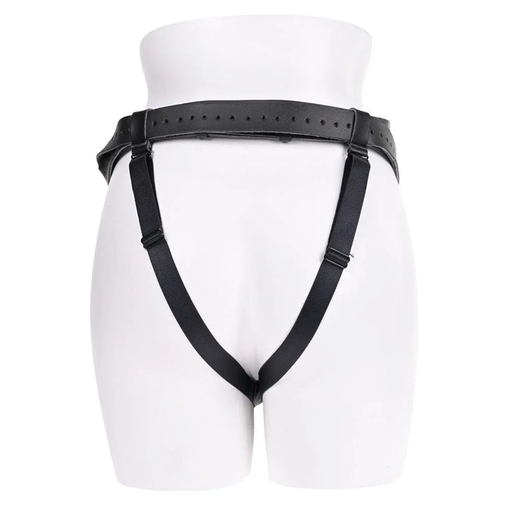 Aurora high waisted harness on a mannequin form, waist belt and leg straps