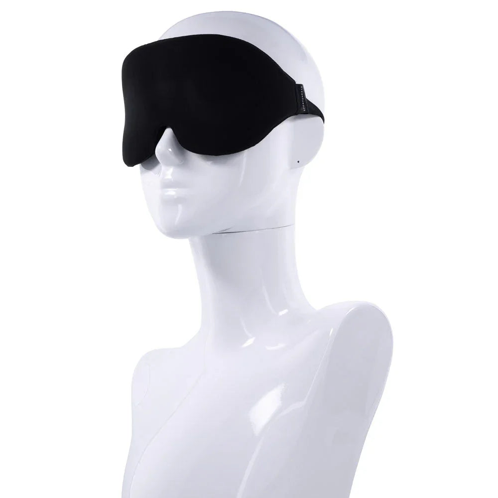 Blackout Blindfold fitted on a mannequin head, front view