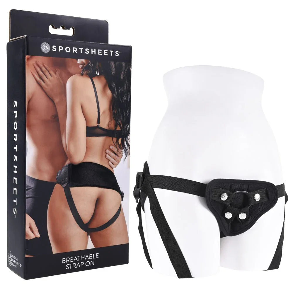 SPORTSHEETS Breathable Strap On - Black Adjustable Strap - On Harness (No Probe Included) – Sex toys NZ by Naughtyhut. Discreet delivery nationwide.
