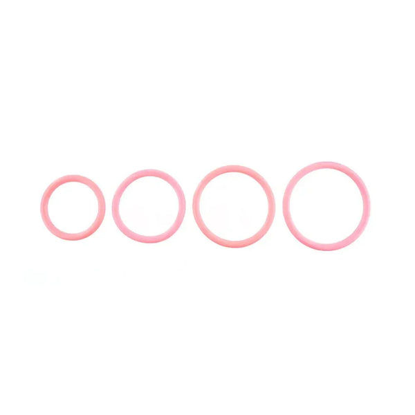 Sportsheets Rubber O-Ring 4 Pack in coral, four rings in graduating sizes