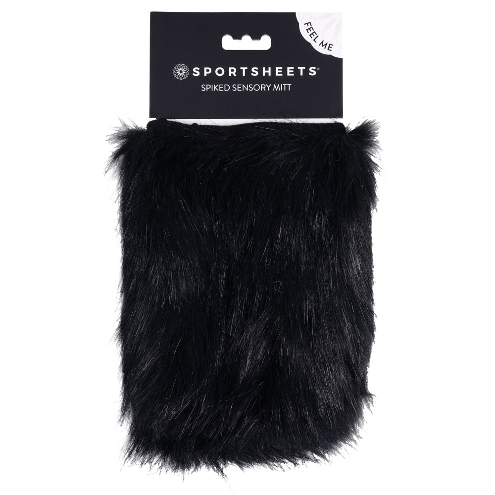 SPORTSHEETS Spiked Sensory Mitt - Black Furry Mitt with Spikes – Sex toys NZ by Naughtyhut. Discreet delivery nationwide.