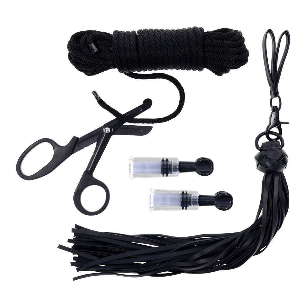 SPORTSHEETS Tied and Twisted Bondage Kit - Black Bondage Kit - 5 Piece Set – Sex toys NZ by Naughtyhut. Discreet delivery nationwide.