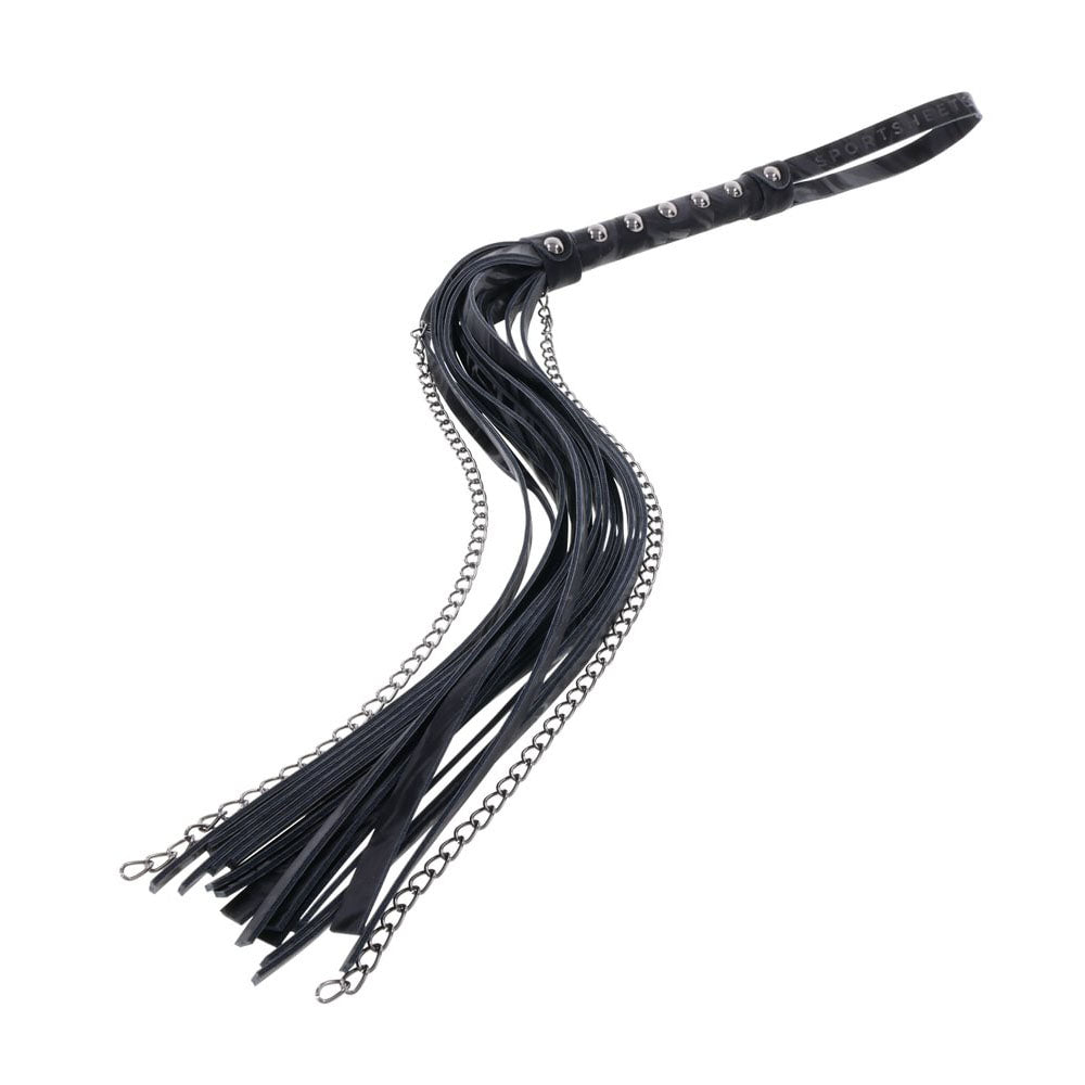 SPORTSHEETS Velvet Noir Chain Flogger - Black 43 cm Flogger Whip – Sex toys NZ by Naughtyhut. Discreet delivery nationwide.