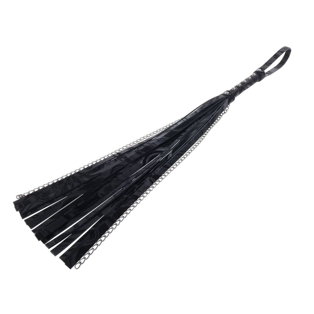 SPORTSHEETS Velvet Noir Chain Flogger - Black 43 cm Flogger Whip – Sex toys NZ by Naughtyhut. Discreet delivery nationwide.