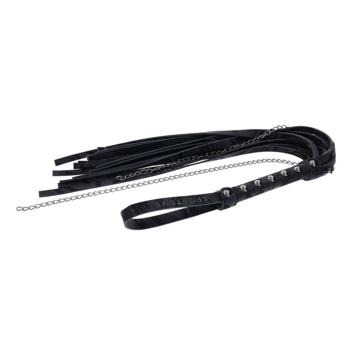 SPORTSHEETS Velvet Noir Chain Flogger - Black 43 cm Flogger Whip – Sex toys NZ by Naughtyhut. Discreet delivery nationwide.