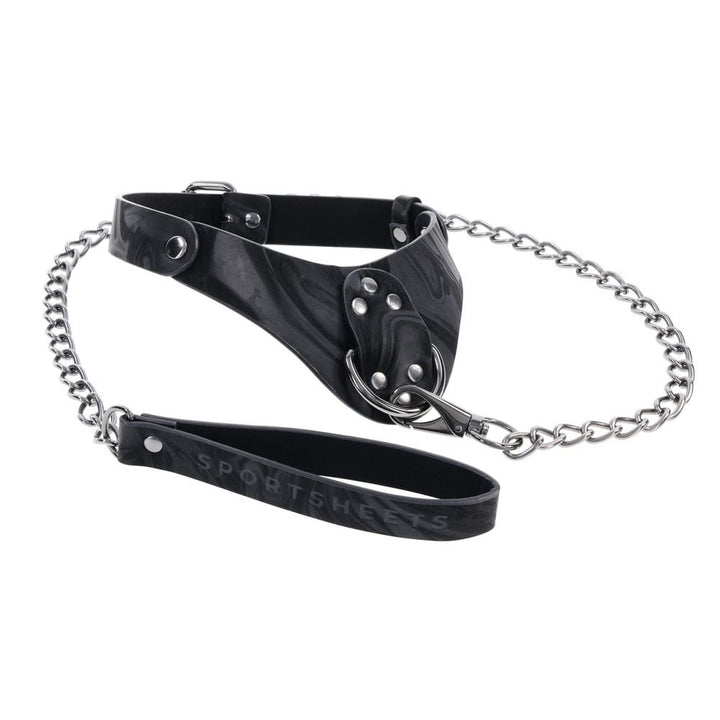 SPORTSHEETS Velvet Noir Collar & Leash - Black Restraint & Leash – Sex toys NZ by Naughtyhut. Discreet delivery nationwide.
