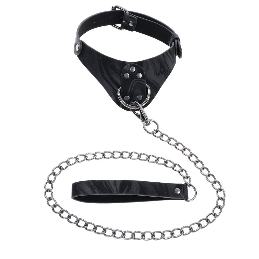 SPORTSHEETS Velvet Noir Collar & Leash - Black Restraint & Leash – Sex toys NZ by Naughtyhut. Discreet delivery nationwide.