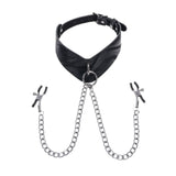 Buy SPORTSHEETS Velvet Noir Collar & Removable Clamps - Black Neck & Nipple Restraints – Naughtyhut NZ sex toys online. Discreet delivery & top brands.