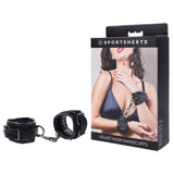 Buy SPORTSHEETS Velvet Noir Handcuffs - Black Adjustable Cuff Restraints – Naughtyhut NZ sex toys online. Discreet delivery & top brands.