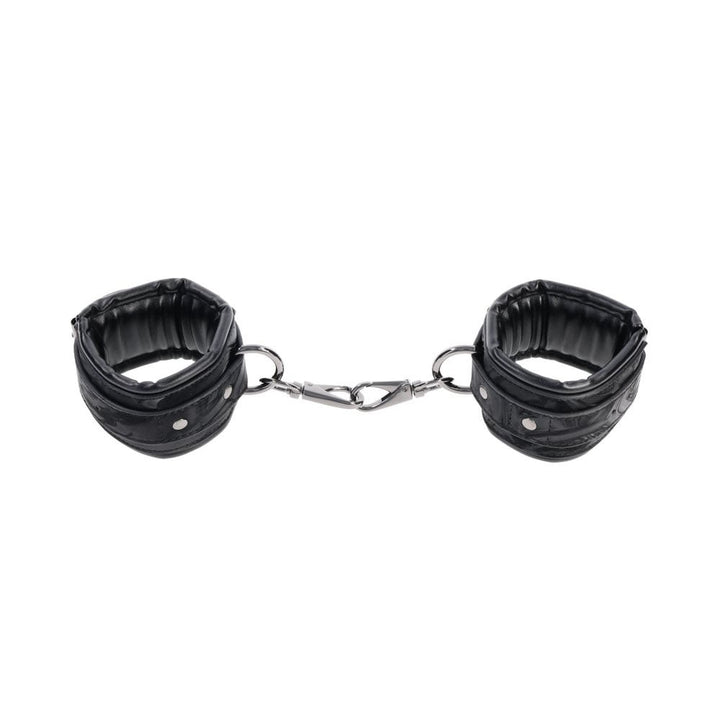 SPORTSHEETS Velvet Noir Handcuffs - Black Adjustable Cuff Restraints – Sex toys NZ by Naughtyhut. Discreet delivery nationwide.